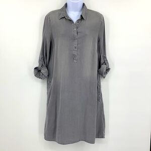 BeachLunchLounge Gray Chambray Shirt Dress‎ NWT Sz S
